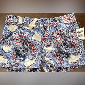 Shorts, girls size 12, white,Red,Blue paisley, (NWT)